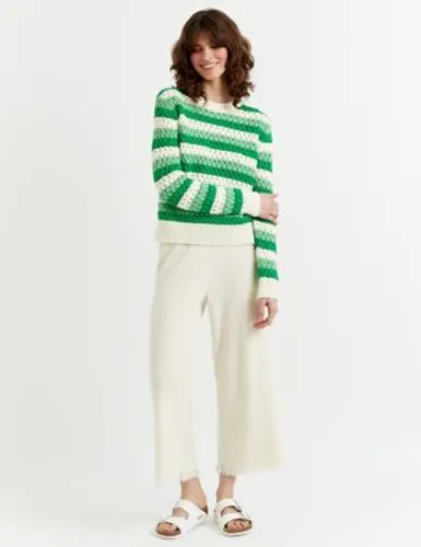 Chinti & Parker Womens Pure Cotton Textured Striped Jumper - Green Mix, Green Mix,Pink Mix