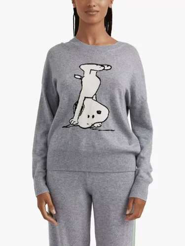 Chinti & Parker Wool and Cashmere Blend Dancing Snoopy Jumper - Grey Marl - Female
