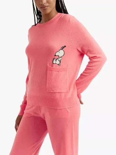 Chinti & Parker Wool and Cashmere Blend Snoopy Pocket Jumper - Living Coral - Female