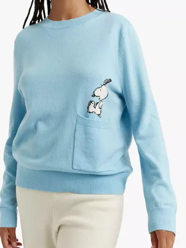 Chinti & Parker Wool and Cashmere Blend Snoopy Pocket Jumper - Tidal Blue - Female