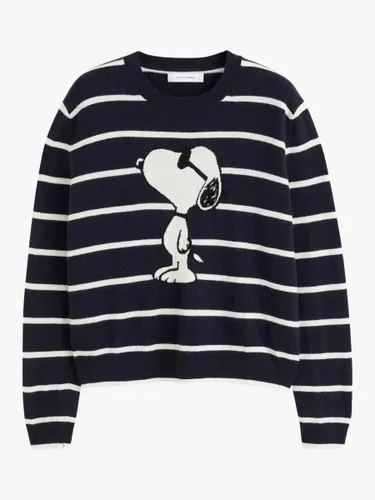 Chinti & Parker Wool and Cashmere Blend Striped Snoopy Jumper - Deep Navy - Female