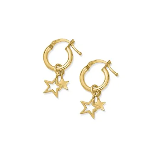 ChloBo Gold Double Star Hoop Earrings - Gold