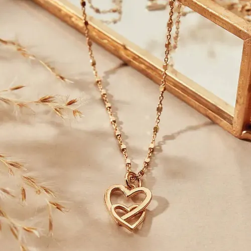 ChloBo Gold Plated Interlocking Love Heart Necklace