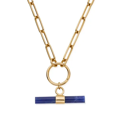 ChloBo Gold Plated Link Chain Sodalite T-Bar Necklace