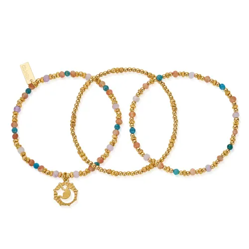 ChloBo Gold Plated Soul Vibrations Set of 3 Bracelets