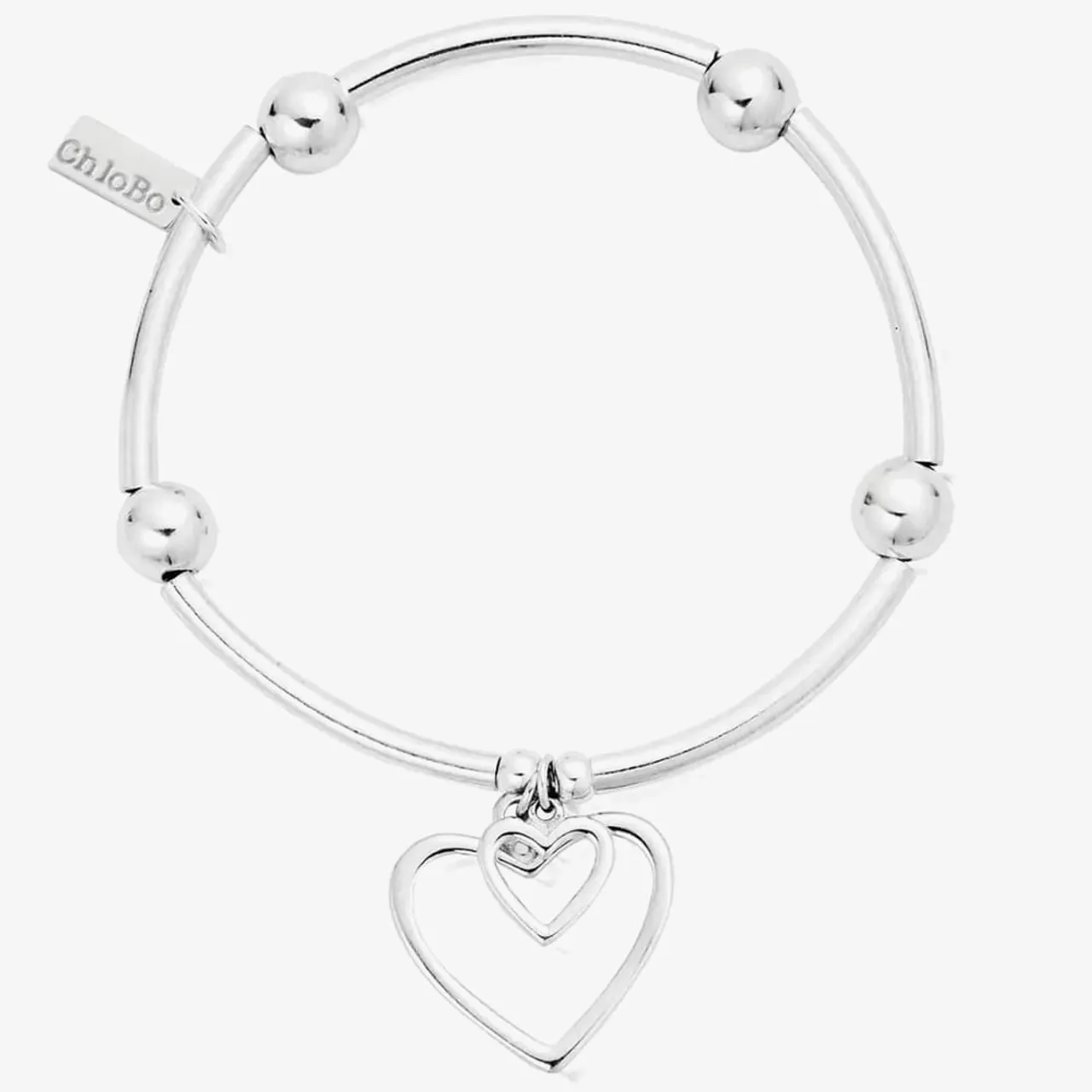 ChloBo Iconic Silver Tube Open Heart Bracelet SBNB007028