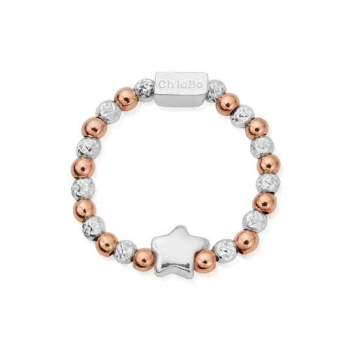 ChloBo Rose Gold Plated & Silver Inset Star Ring