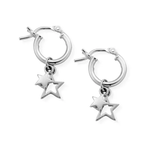 ChloBo Silver Double Star Hoop Earrings - Silver