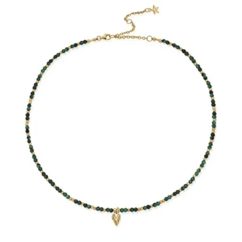 ChloBo Silver Leaf Heart Sparkle Malachite Necklace - Gold