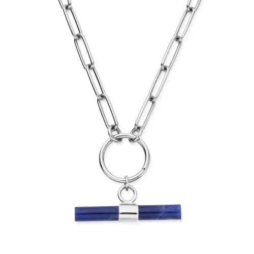 ChloBo Silver Link Chain Sodalite T-Bar Necklace