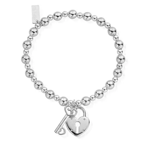 ChloBo Silver Mini Lock + Key Bracelet - Silver
