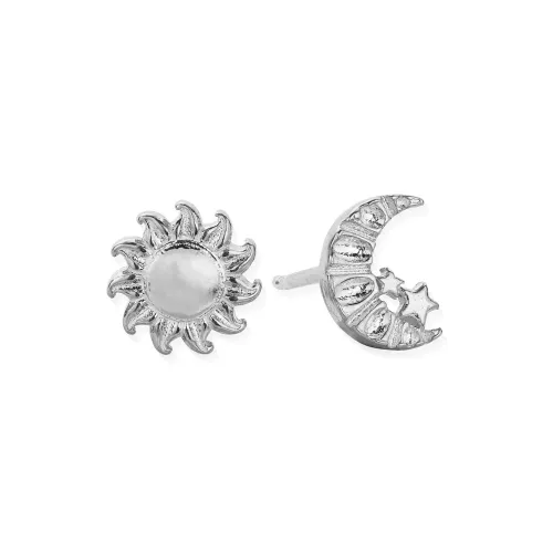 ChloBo Silver Moon & Sun Stud Earrings