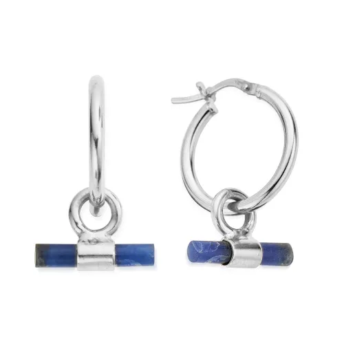 ChloBo Silver Sodalite T-Bar Hoop Earrings