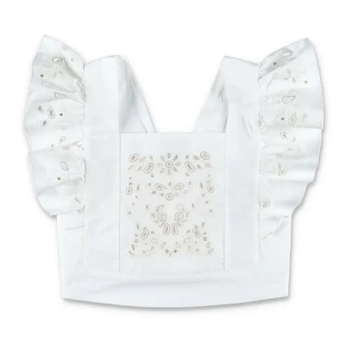 Chloé , Adorable Embroidered Crop Top ,White female, Sizes: