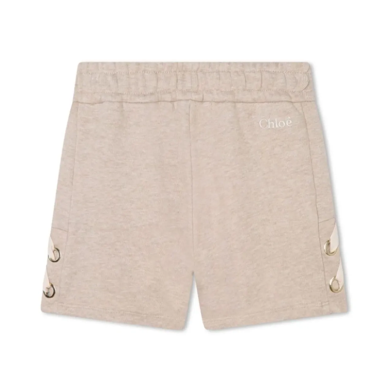 Chloé , Beige Shorts with Embroidered Logo and Elasticated Waistband ,Beige female, Sizes: