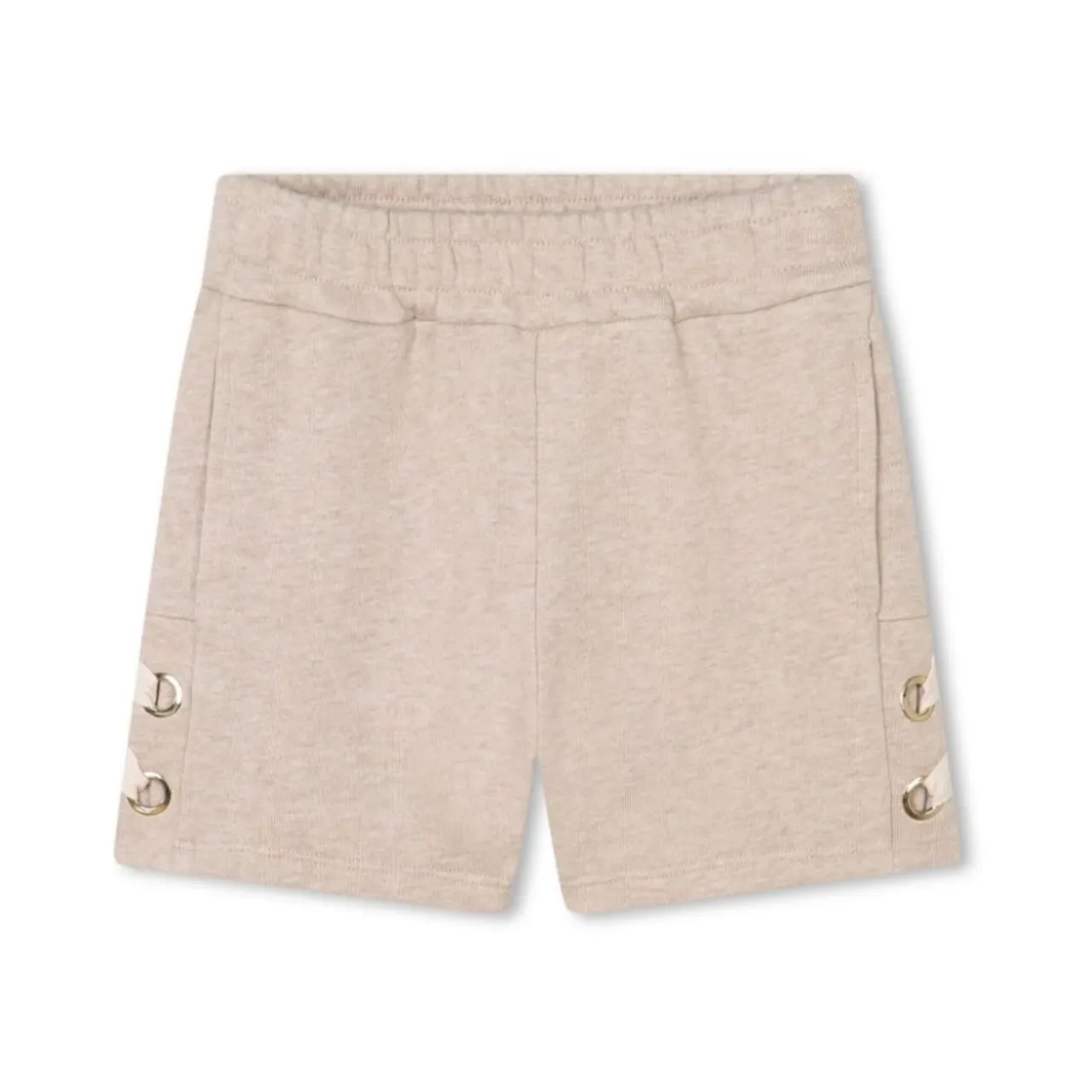 Chloé , Beige Shorts with Embroidered Logo and Elasticated Waistband ,Beige female, Sizes: