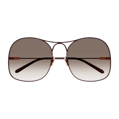 Chloé , Burgundy Aviator Sunglasses ,Brown female, Sizes:
