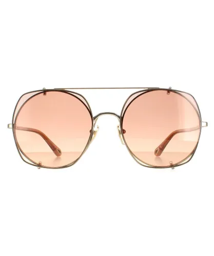 Chloé Chloe Aviator Womens Gold Brown Gradient CH0042S Metal (archived) - One