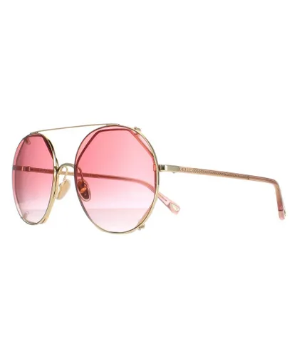 Chloé Chloe Round Womens Gold Red Gradient CH0041S Metal (archived) - One