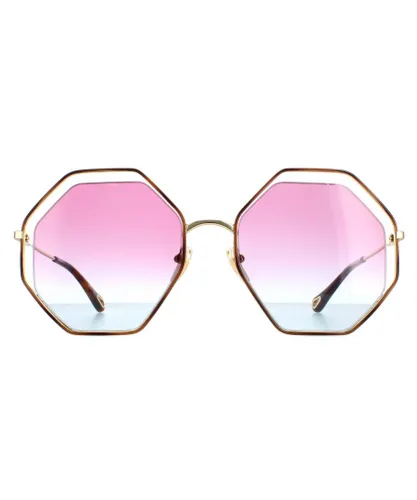 Chloé Chloe Round Womens Gold Violet Blue Gradient CH0045S Metal (archived) - One