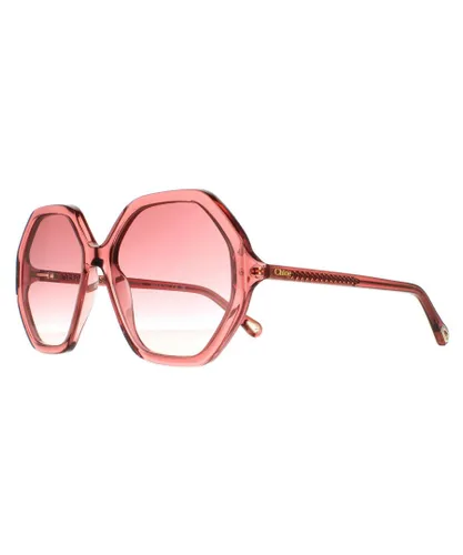 Chloé Chloe Round Womens Pink Crystal Brown Gradient CH0008S Esther - One