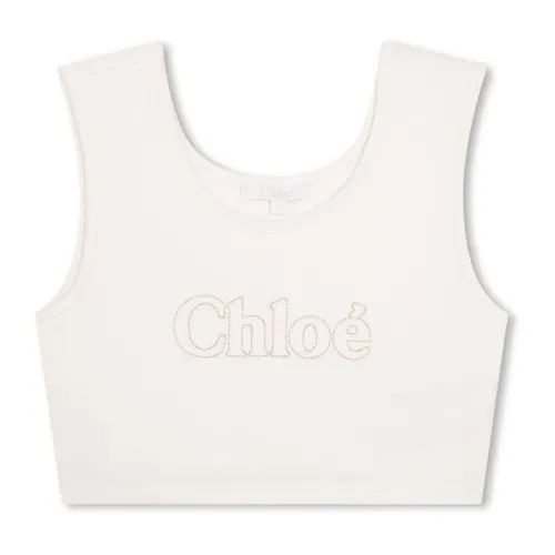 Chloé , Embroidered White Cotton Kids Top ,White female, Sizes: