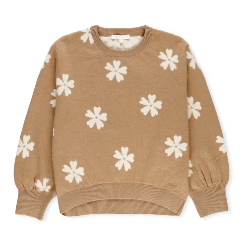 Chloé , Floral Pattern Junior Sweater ,Brown female, Sizes: