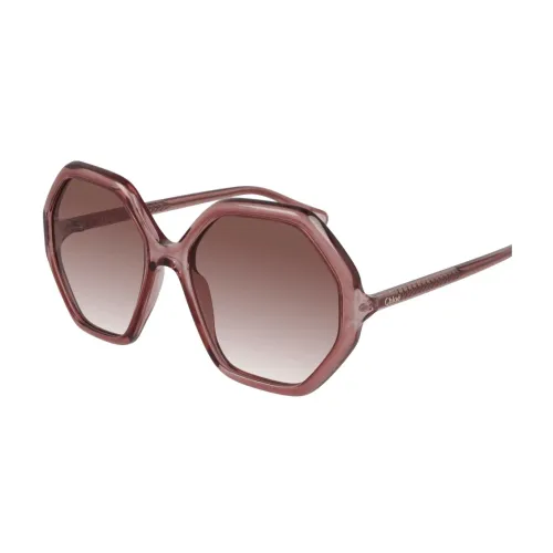 Chloé , Hexagonal Oversized Sunglasses ,Pink female, Sizes: ONE