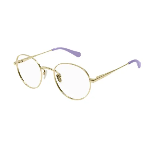 Chloé , Kids Oval Metal Frame Glasses ,Yellow female, Sizes: