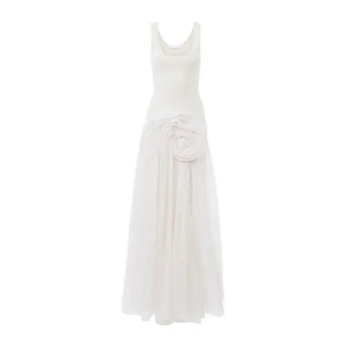 Chloé , Long Bimaterial Strappy Dress ,White female, Sizes: