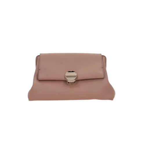 Chloé , Pink Leather Clutch with Gold Hardware ,Brown female, Sizes: ONE SIZE