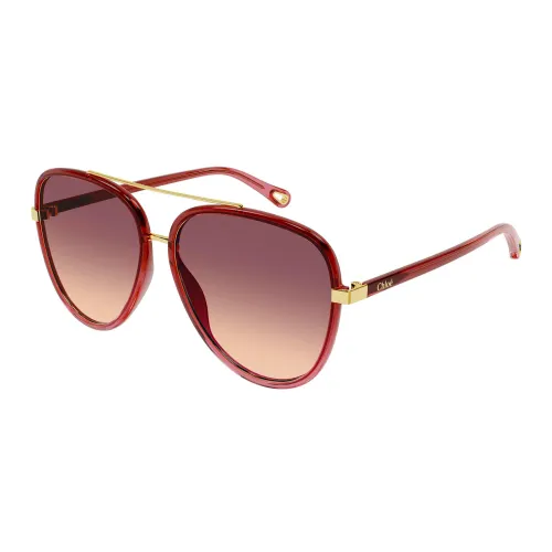 Chloé , Red Shaded Sunglasses ,Red female, Sizes:
