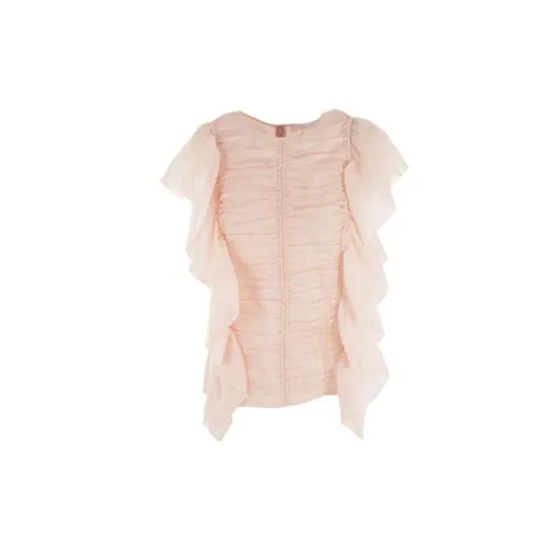 Chloé , Ruffled Peach Pink Sleeveless Shirt ,Pink female, Sizes:
