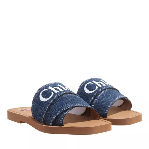Chloé Sandals - Woody Flat Mules - blue - Sandals for ladies