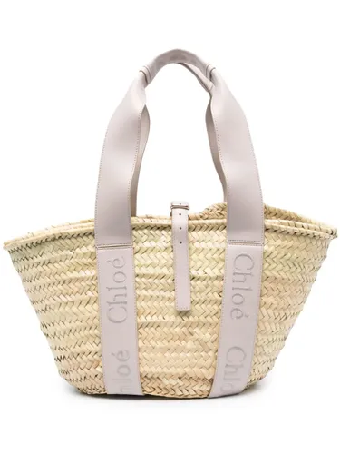 Chloé Sense straw beach bag - Neutrals