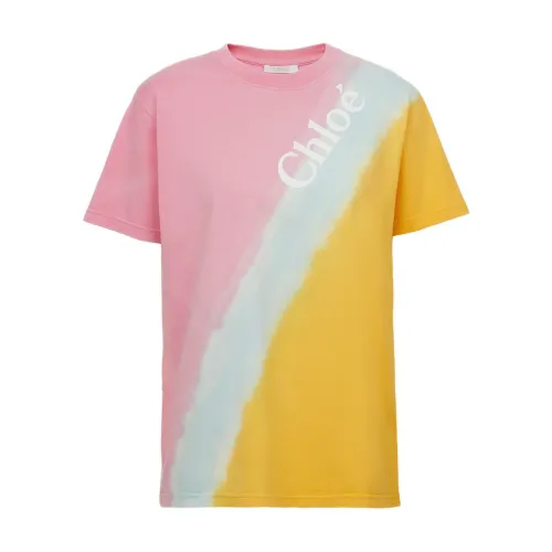 Chloé , Tie-Dye Logo Print T-Shirt ,Multicolor female, Sizes:
