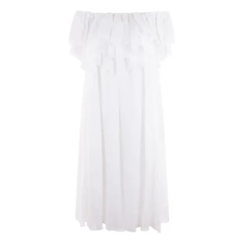 Chloé , White Ruffled Voile Dress ,White female, Sizes: