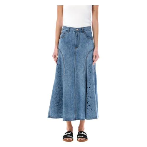 Chloé , Womens Clothing Skirts Foggy Blue Ss24 ,Blue female, Sizes: