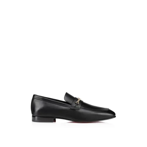 Christian Louboutin , Black Flat Shoes with Logo Chain ,Black male, Sizes:
