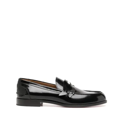 Christian Louboutin , Black Penny Flat Shoes ,Black male, Sizes: