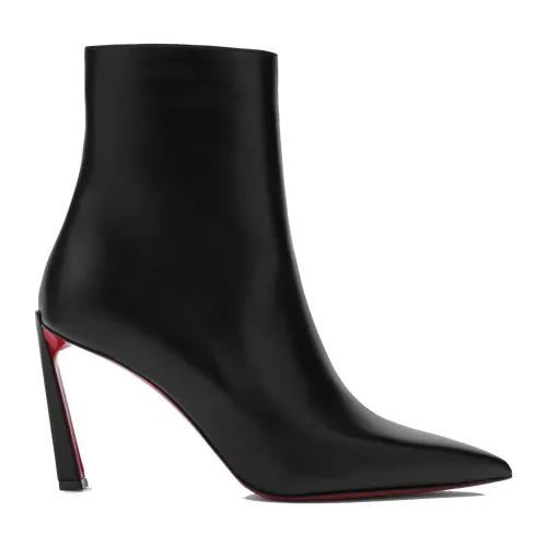 Christian Louboutin , Elegant Black Leather Heeled Ankle Boots ,Black female, Sizes: