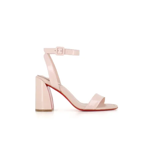 Christian Louboutin , Light Pink Patent Leather Ankle-Strap Sandals ,Pink female, Sizes:
