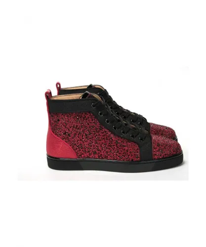 Christian Louboutin Mens Red Black Louis Junior Spikes Sneaker Shoes Leather