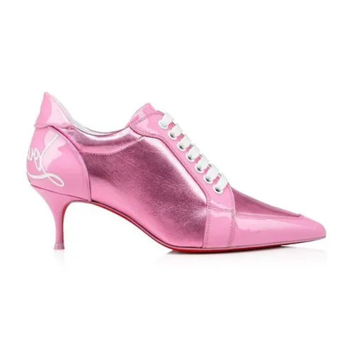 Christian Louboutin , Pink Leather Lace-Up Pumps ,Pink female, Sizes: