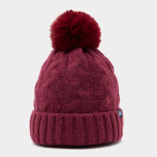 Chunky Knit Bobble Hat Wine, Red