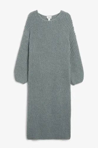 Chunky knit long sleeve midi dress - Grey