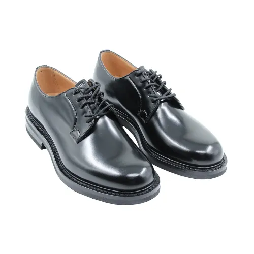 Church's , Black Flat Lace-up Shoes with Hand Stitching ,Black male, Sizes: