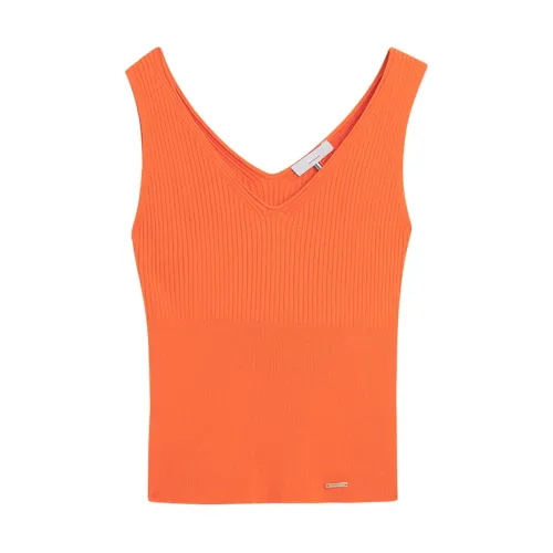 Cinque , V-neck Knitwear ,Orange female, Sizes: