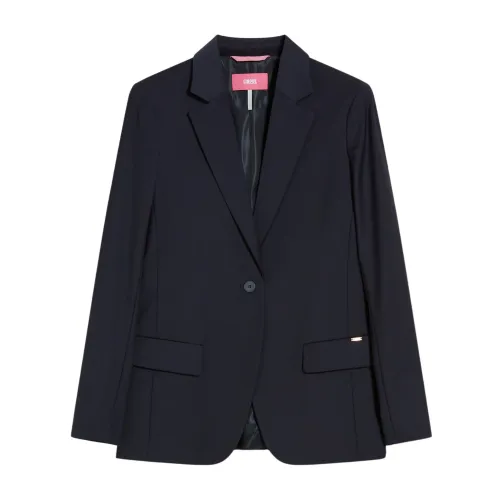 Cinque , Women Business Blazer with Single Button Closure ,Blue female, Sizes: