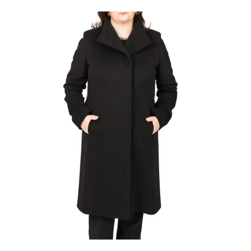 Cinzia Rocca , Black Belted Coat Woman Patent ,Black female, Sizes: